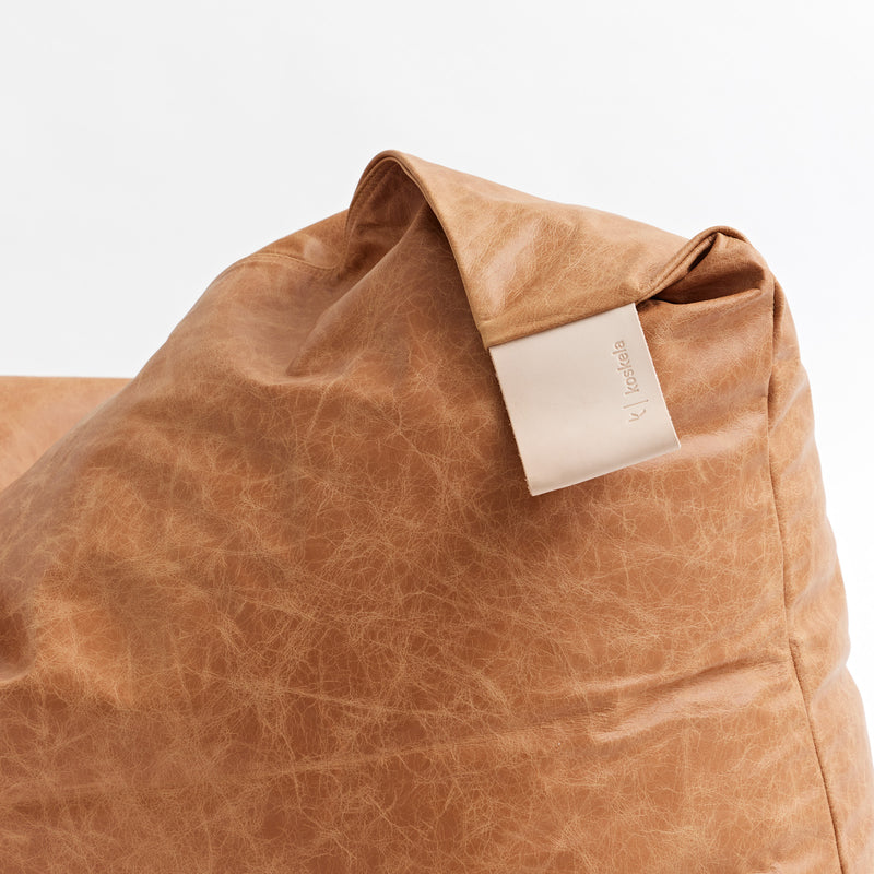 Bean Bag - Tan Vintage Look Leather (Unfilled)