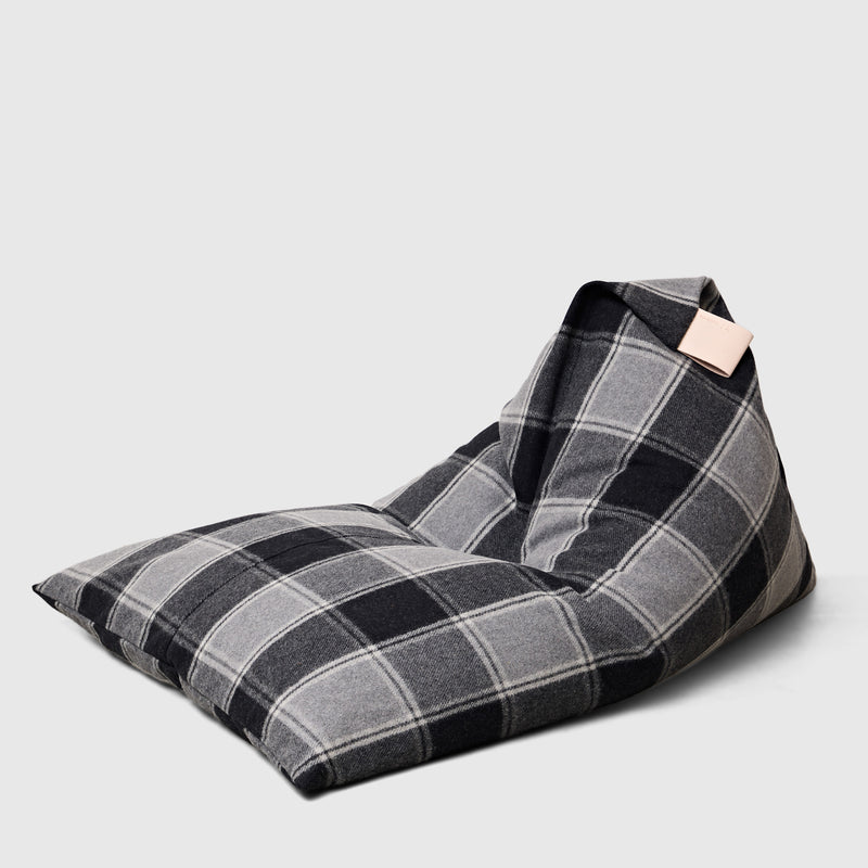 Black & Grey Tartan Wool Bean Bag - Limited Edition (Unfilled)