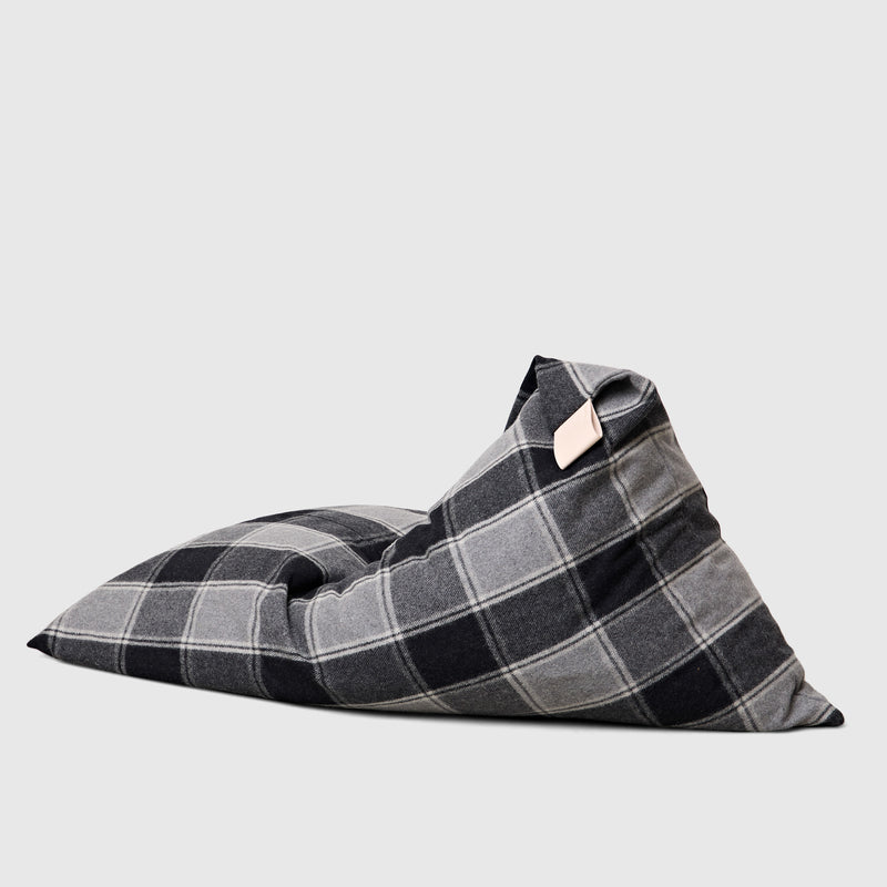 Black & Grey Tartan Wool Bean Bag - Limited Edition (Unfilled)