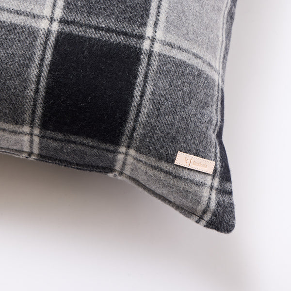 Black & Grey Tartan Wool Floor Cushion - Limited Edition