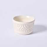 Small White Carved Bowl by Sooty Welsh