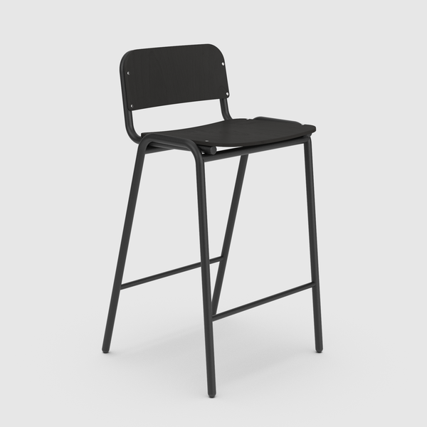 Jake Black Medium Stool With Back