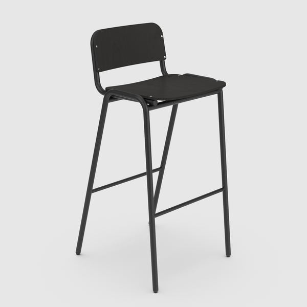 Jake Black High Stool With Back