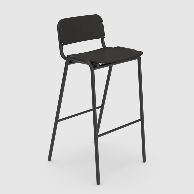 Jake Black High Stool With Back