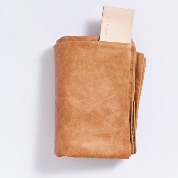 Tan Vintage Look Leather Bean Bag (Unfilled)