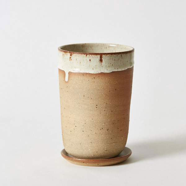 Stoneware Planter and Saucer - Large - Tall - Desert