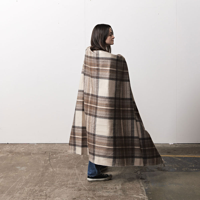 Recycled Wool Blanket - Stewart Natural Dress Tartan
